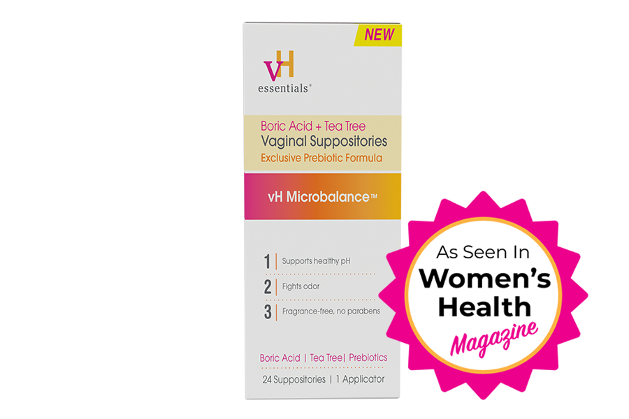 boric acide and tea tree vaginal suppositories - as seen in women's health magazine